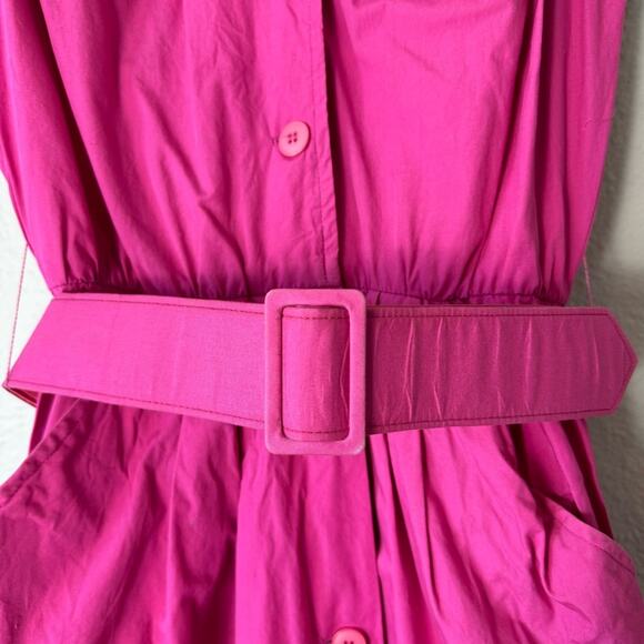 Vintage Hot Pink Wiggle Sheath Button Up Dress Size 6 - Picture 3 of 6